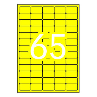 Apli Pack de 1.300 Etiquetas Amarillo Fluorescente 38.1x21.2mm - 20 Hojas x 65 Etiquetas - Adhesivo Permanente - Cantos Rectos