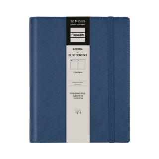 Finocam Duoband Agenda - Anual 2026 - Bloc de Notas - Formato E10 - 176x28x226mm - 1 Dia por Pagina - Color Azul