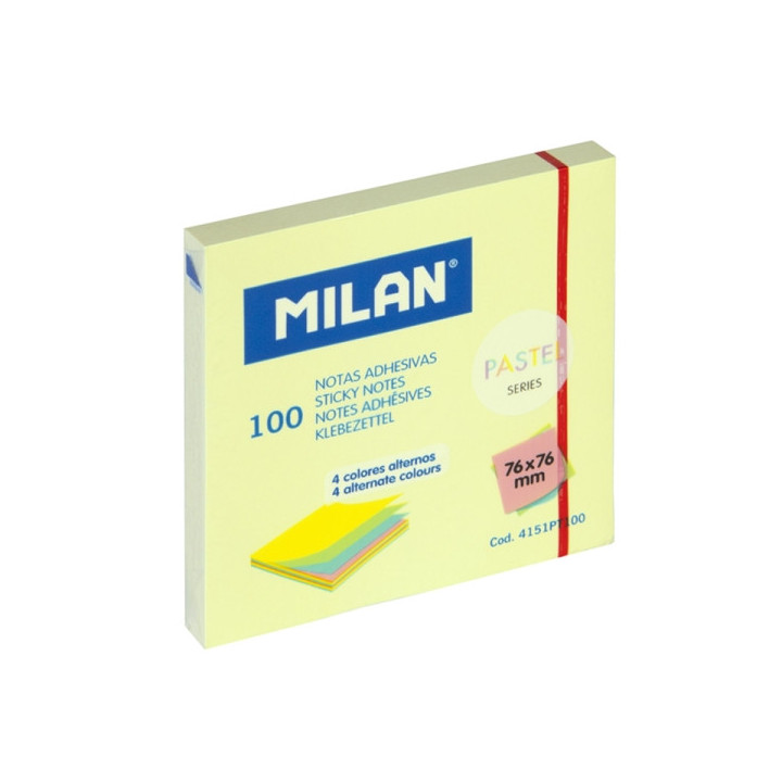 Milan Pastel Pack de 100 Notas Adhesivas - 76x76mm - Colores Pastel Surtidos