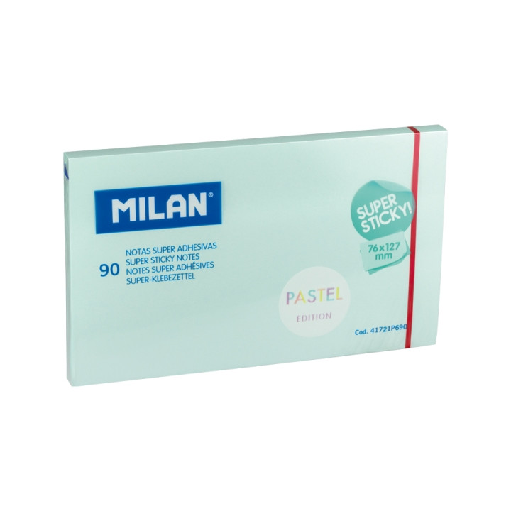 Milan Pack de 90 Notas Super Adhesivas - 76x127mm - Color Azul Pastel