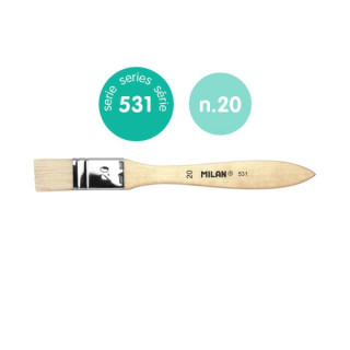 Milan 531 Paletina para Barnices y Oleo de 20mm - Cerda Natural - Mango Corto - Color Madera Claro