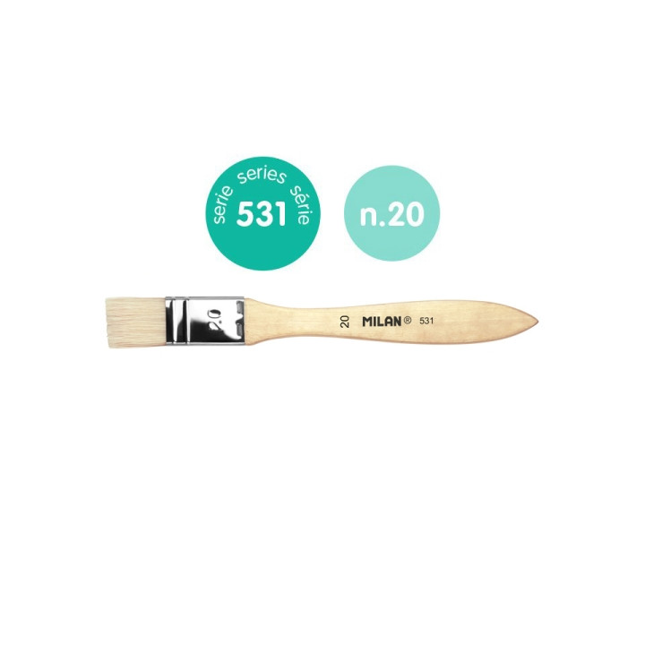 Milan 531 Paletina para Barnices y Oleo de 20mm - Cerda Natural - Mango Corto - Color Madera Claro