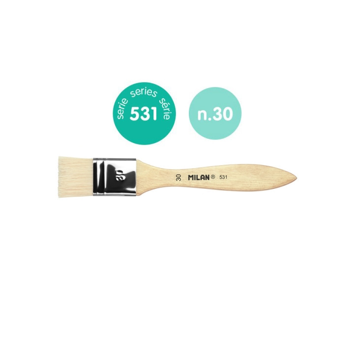 Milan 531 Paletina para Barnices y Oleo de 30mm - Cerda Natural - Mango Corto - Color Madera Claro