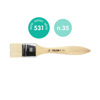 Milan 531 Paletina para Barnices y Oleo de 35mm - Cerda Natural - Mango Corto - Color Madera Claro