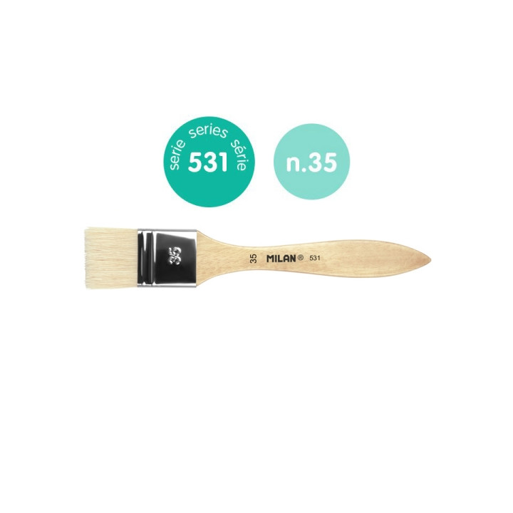 Milan 531 Paletina para Barnices y Oleo de 35mm - Cerda Natural - Mango Corto - Color Madera Claro