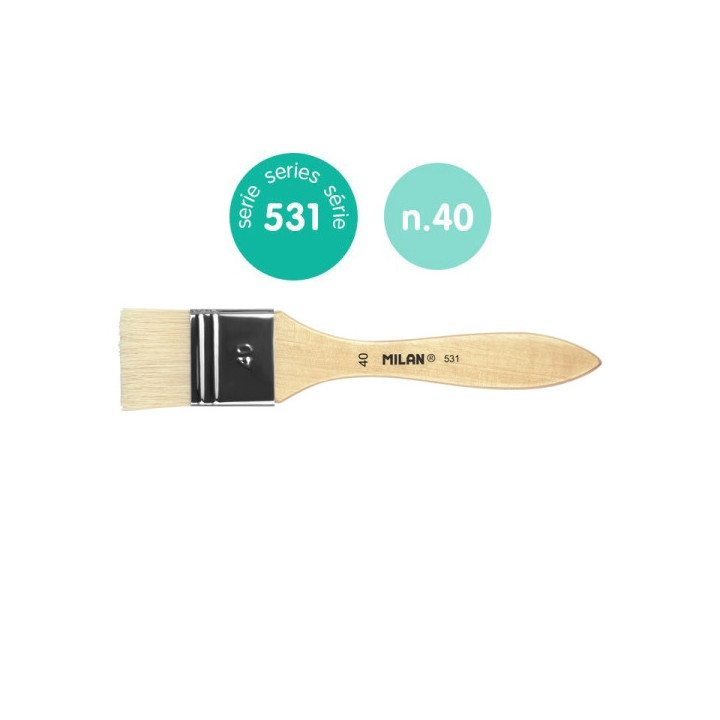 Milan 531 Paletina para Barnices y Oleo de 40mm - Cerda Natural - Mango Corto - Color Madera Claro