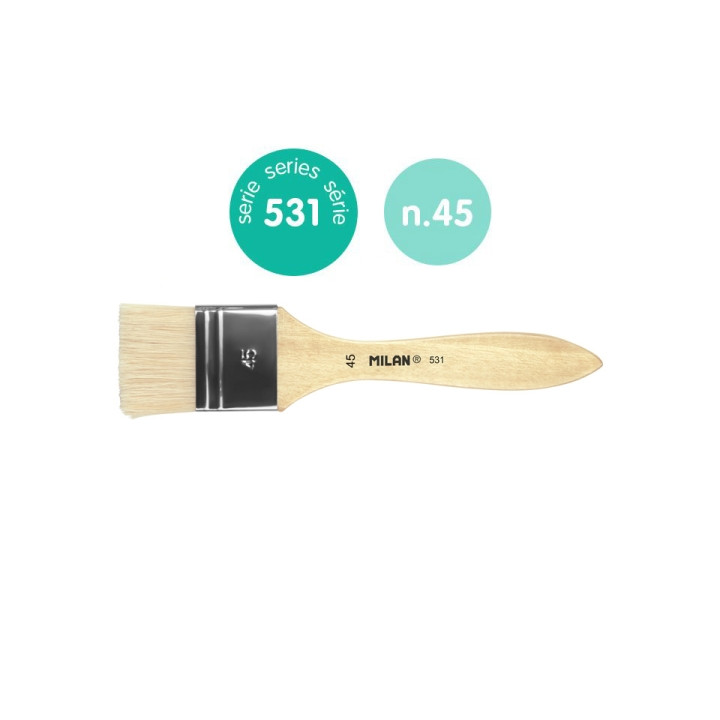 Milan 531 Paletina para Barnices y Oleo de 45mm - Cerda Natural - Mango Corto - Color Madera Claro