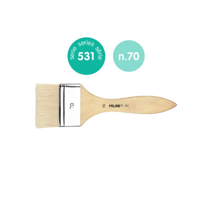 Milan 531 Paletina para Barnices y Oleo de 70mm - Cerda Natural - Mango Corto - Color Madera Claro