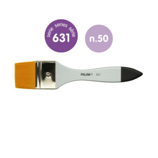 Milan 631 Premium Synthetic Paletina de 50mm - Pelo Sintetico - Mango de Madera Barnizada - Color Plata