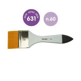 Milan 631 Premium Synthetic Paletina de 60mm - Pelo Sintetico - Mango de Madera Barnizada - Color Plata