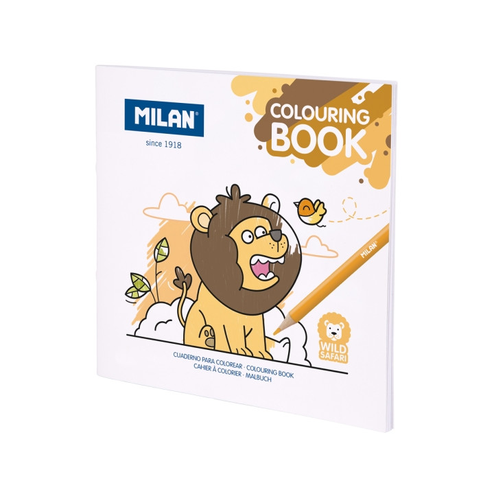 Milan Wild Safari Cuaderno para Colorear - Microperforado - 140g - 21x21cm - Color Blanco