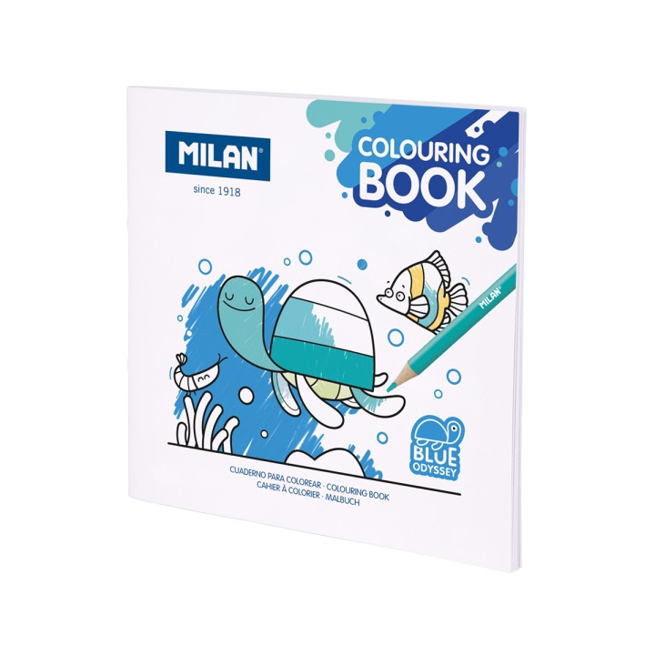 Milan Blue Odyssey Cuaderno para Colorear - Microperforado - 140g - 21x21cm - Color Blanco