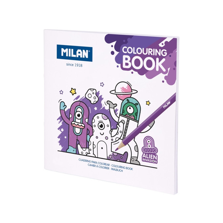 Milan Alien Invasion Cuaderno para Colorear - Microperforado - 140g - 21x21cm - Color Blanco