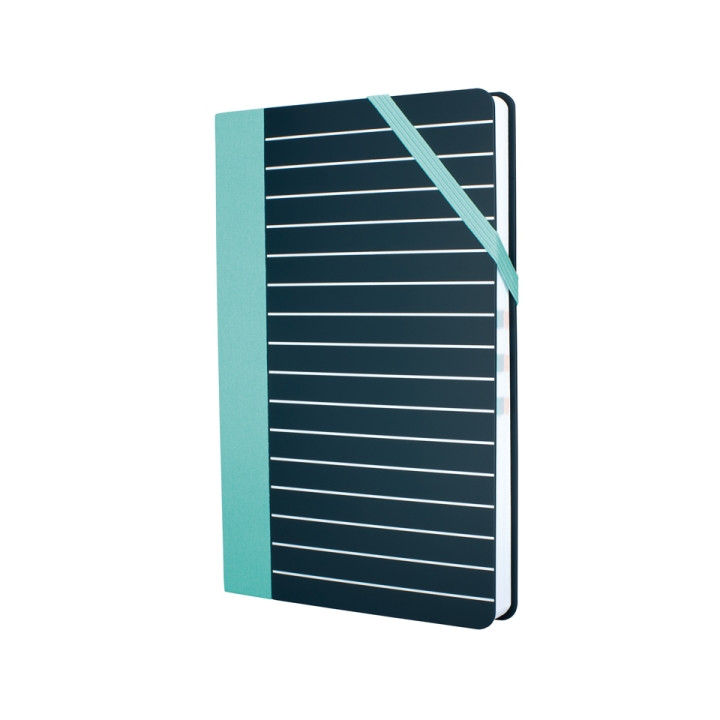 Milan Paperbook Stripes Libreta Mediana - Cuadriculado - 208 Hojas de 80g - Cierre Elastico - Color Negro