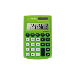 Milan Pocket Calculadora de Bolsillo con Pantalla de 8 Digitos - 3 Teclas de Memoria y Raiz Cuadrada - Teclas con Tacto Suave -