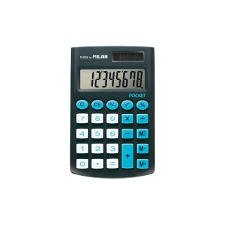 Milan Pocket Calculadora de Bolsillo con Pantalla de 8 Digitos - 3 Teclas de Memoria y Raiz Cuadrada - Teclas con Tacto Suave -