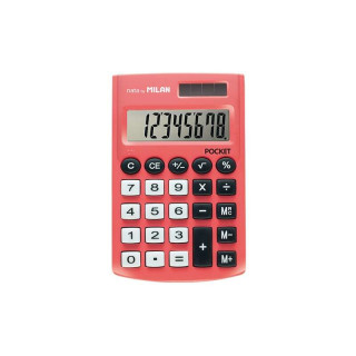 Milan Pocket Calculadora de Bolsillo con Pantalla de 8 Digitos - 3 Teclas de Memoria y Raiz Cuadrada - Teclas con Tacto Suave -