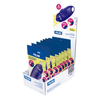 Milan Capsule Acid Expositor con 8 Blisters de Cuters - Hoja Ceramica Reemplazable - Bloqueo de Seguridad - Ergonomico - Color