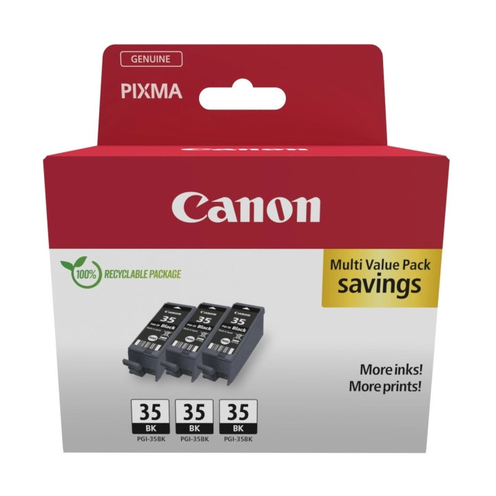 Canon PGI-35BK Multipack de 3 Cartuchos de Tinta Originales Negro - 1509B028