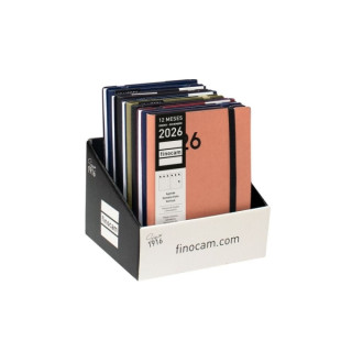 Finocam Dynamic Mara Expositor con 10 Agendas Surtidas en Catalan - Anual 2026 - Tapa Blanda - Cierre con Goma Elastica - Forma