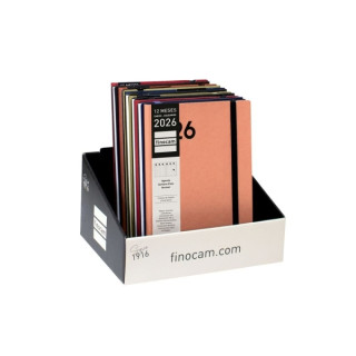 Finocam Dynamic Mara Expositor con 14 Agendas Surtidas en Catalan - Anual 2026 - Tapa Blanda - Cierre con Goma Elastica - Forma