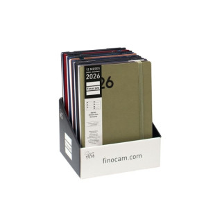 Finocam Dynamic Mara Expositor con 10 Agendas Surtidas - Anual 2026 - Tapa Blanda - Cierre con Goma Elastica - Formato Y10 - Se