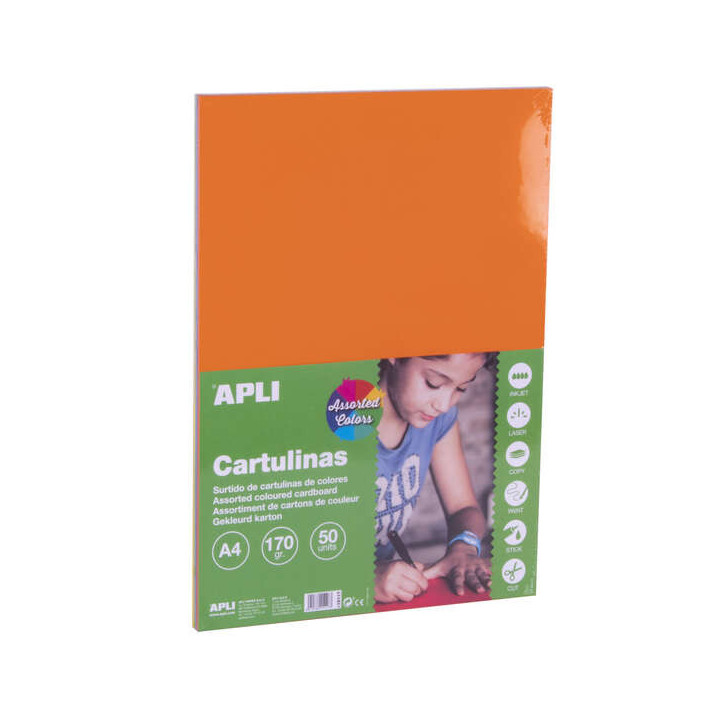 Apli Cartulinas Surtido Intenso A4 170g 50 Hojas