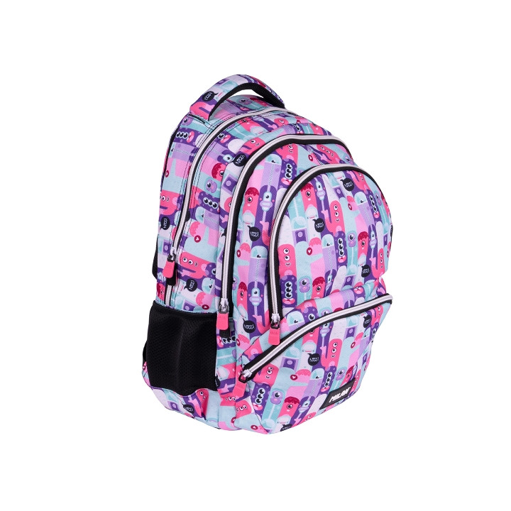 Milan Aliens 2 Mochila Escolar 25L - Bolsillos Laterales de Malla - Compartimento Interior para Portatil - 4 Cremalleras - 46.5