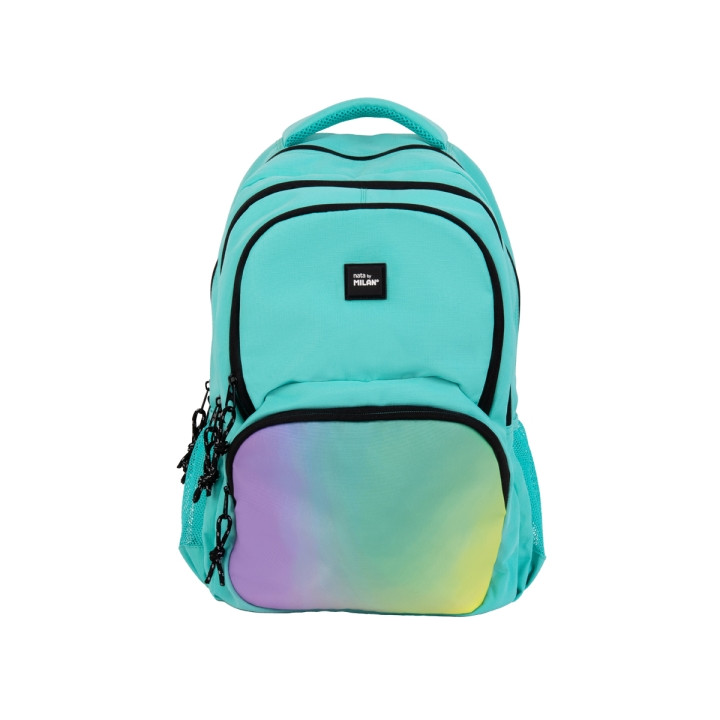 Milan Sunset Mochila Escolar 25L - Bolsillos Laterales de Malla - Compartimento Interior para Portatil - 4 Cremalleras - 46.5x3