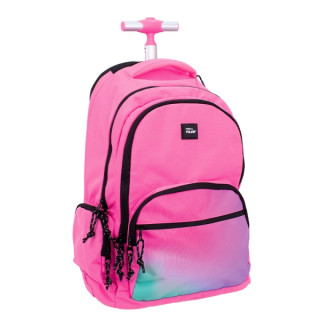 Milan Sunset Mochila Escolar 25L con Carro Integrado y Mango Metalico Retractil - 3 Bolsillos Delanteros - 2 Bolsillos Laterale