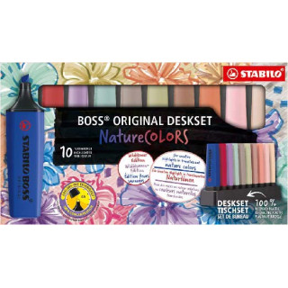 Stabilo Boss Naturecolors Pack de 10 Marcadores - Trazo entre 2 y 5mm - Tinta con Base de Agua - Colores Surtidos