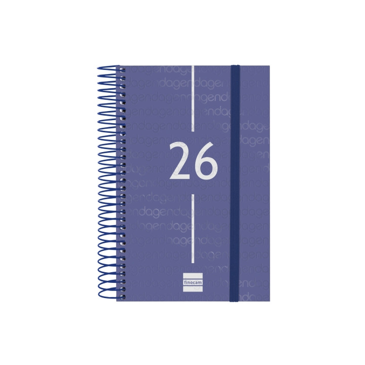 Finocam Year Agenda de Espiral en Catalan - Anual 2026 - Tapa Ligera - Formato E5 - 135x24x181mm - 1 Dia por Pagina - Color Azu
