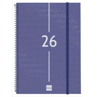 Finocam Year Agenda de Espiral en Catalan - Tapa Ligera - Formato E40 - 217x14x297mm - Semana Vista Horizontal - Color Azul