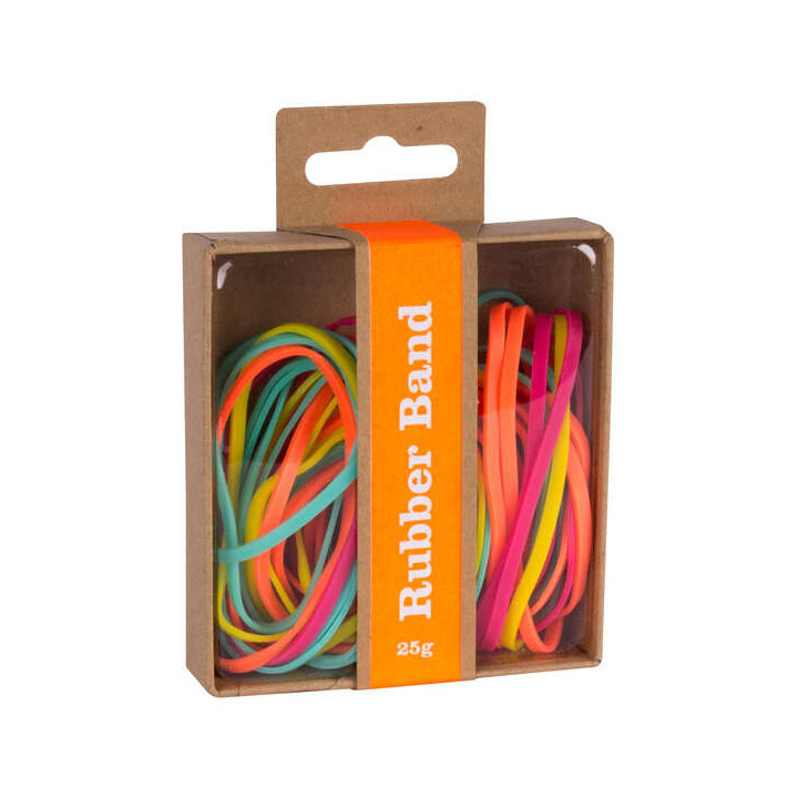 Apli Fluor Collection Gomas Elasticas - 25gr - Caja Kraft con Eurohole - Colores Fluorescentes: Fucsia