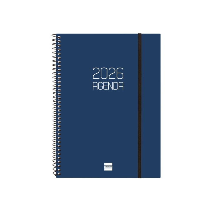 Finocam Opaque Agenda de Espiral - Anual 2026 - Tapa Ligera - Cierre con Goma Elastica - Formato E10 - 162x14x212mm - Semana Vi