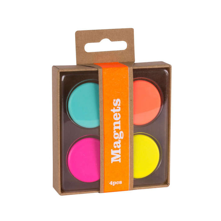 Apli Fluor Collection Imanes - Caja Kraft con 4 Imanes Fluorescentes Surtidos - Recambio para Expositor 15146