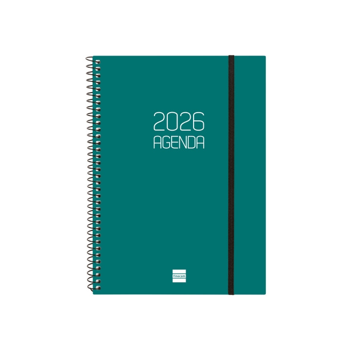 Finocam Opaque Agenda de Espiral en Catalan - Anual 2026 - Tapa Ligera - Cierre con Goma Elastica - Formato E10 - 217x14x297mm