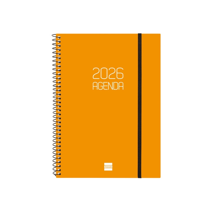 Finocam Opaque Agenda de Espiral en Catalan - Anual 2026 - Tapa Ligera - Cierre con Goma Elastica - Formato E10 - 217x14x297mm