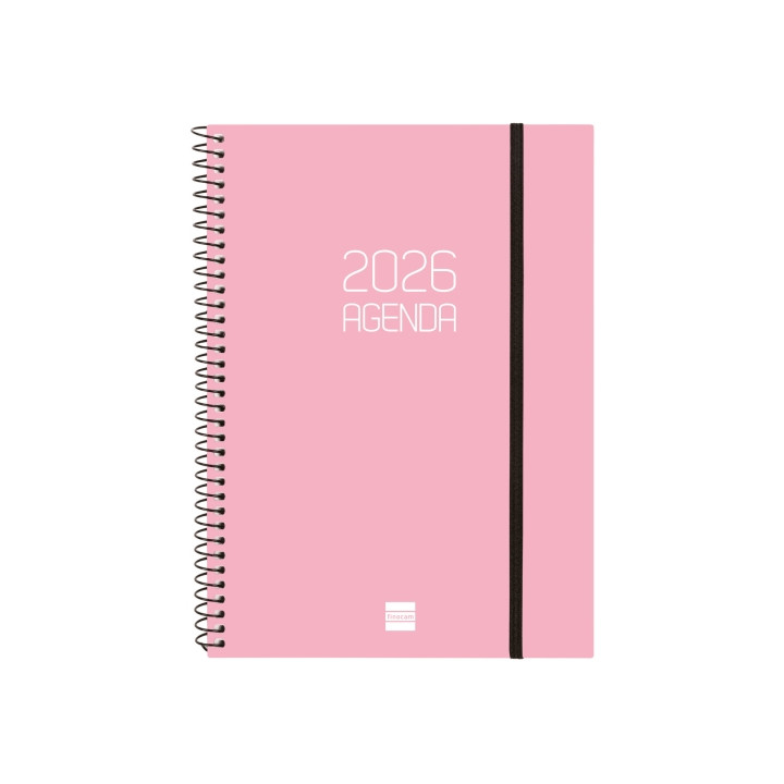 Finocam Opaque Agenda de Espiral en Catalan - Anual 2026 - Tapa Ligera - Cierre con Goma Elastica - Formato E10 - 217x14x297mm