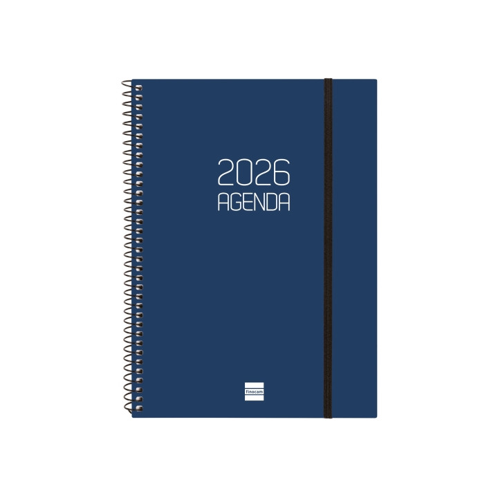 Finocam Opaque Agenda de Espiral en Catalan - Anual 2026 - Tapa Ligera - Cierre con Goma Elastica - Formato E10 - 217x14x297mm
