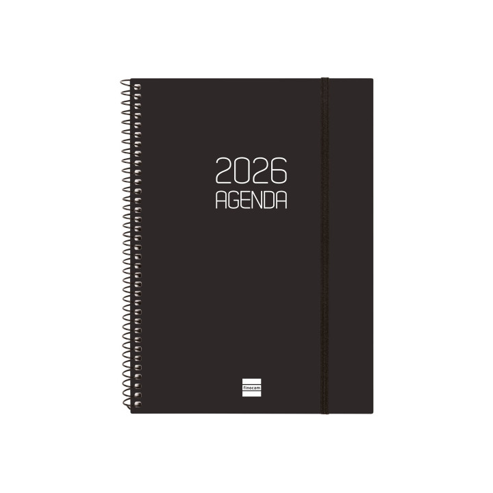 Finocam Opaque Agenda de Espiral en Catalan - Anual 2026 - Tapa Ligera - Cierre con Goma Elastica - Formato E10 - 217x14x297mm
