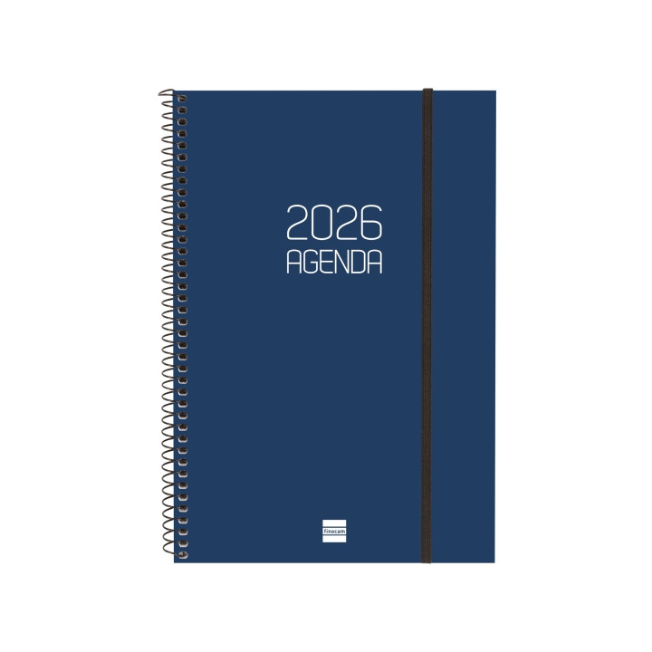 Finocam Opaque Agenda de Espiral - Anual 2026 - Tapa Ligera - Cierre con Goma Elastica - Formato E11 - 172x14x242mm - Semana Vi