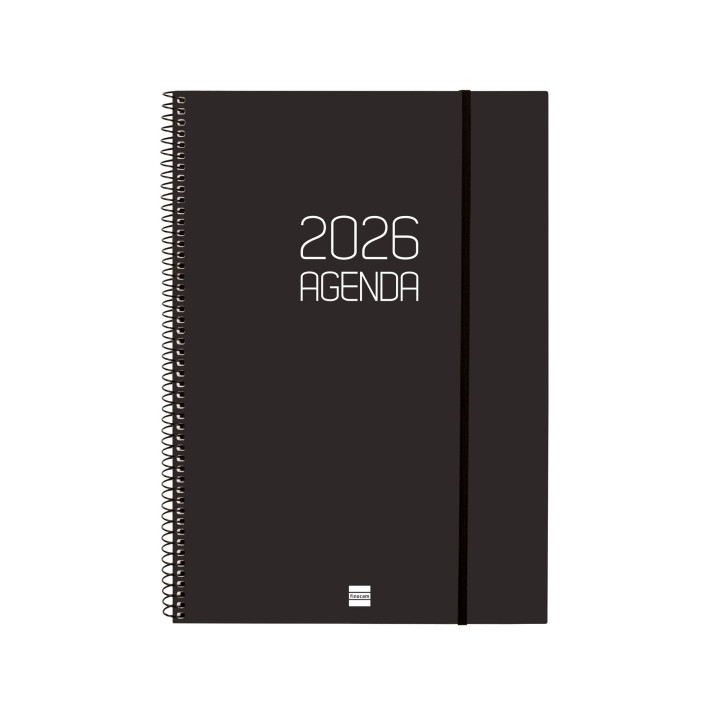 Finocam Opaque Agenda de Espiral - Anual 2026 - Tapa Ligera - Cierre con Goma Elastica - Formato E40 - 217x14x297mm - Semana Vi
