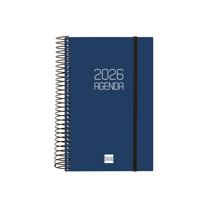 Finocam Opaque Agenda de Espiral en Catalan - Anual 2026 - Tapa Ligera - Cierre con Goma Elastica - Formato E5 - 135x24x181mm -