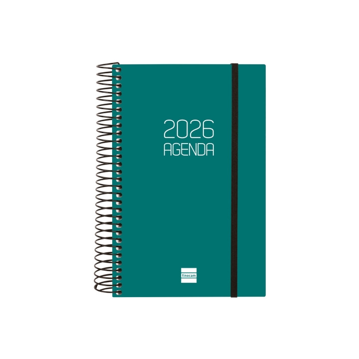 Finocam Opaque Agenda de Espiral en Catalan - Anual 2026 - Tapa Ligera - Cierre con Goma Elastica - Formato E5 - 135x24x181mm -