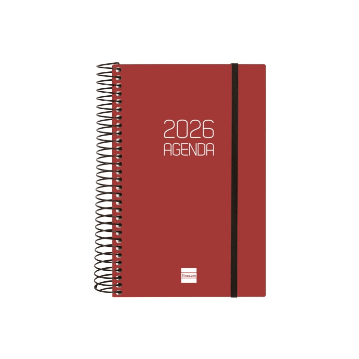 Finocam Opaque Agenda de Espiral en Catalan - Anual 2026 - Tapa Ligera - Cierre con Goma Elastica - Formato E5 - 135x24x181mm -