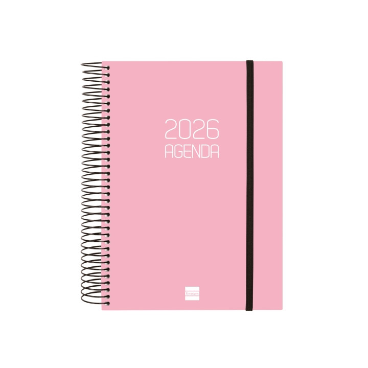 Finocam Opaque Agenda de Espiral en Catalan - Anual 2026 - Tapa Ligera - Cierre con Goma Elastica - Formato E10 - 175x29x212mm