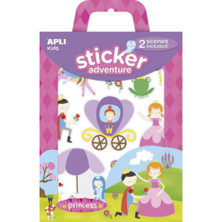 Apli Sticker Adventures Pack de 39 Pegatinas de Papel Tematica Princesas - 2 Escenarios 45x20cm - Formato Reducido con Cajita A