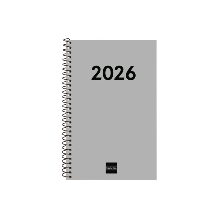 Finocam Espiral Recambio Anual 2026 para Agendas Duo - Anual 2026 - Formato E5 - 125x14x181mm - Semana Vista Horizontal - Color
