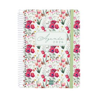 Finocam Cloe Agenda de Espiral - Anual 2026 - Planificador - Cierre de Goma - Formato E10 - 175x28x214mm - 1 Dia por Pagina - C